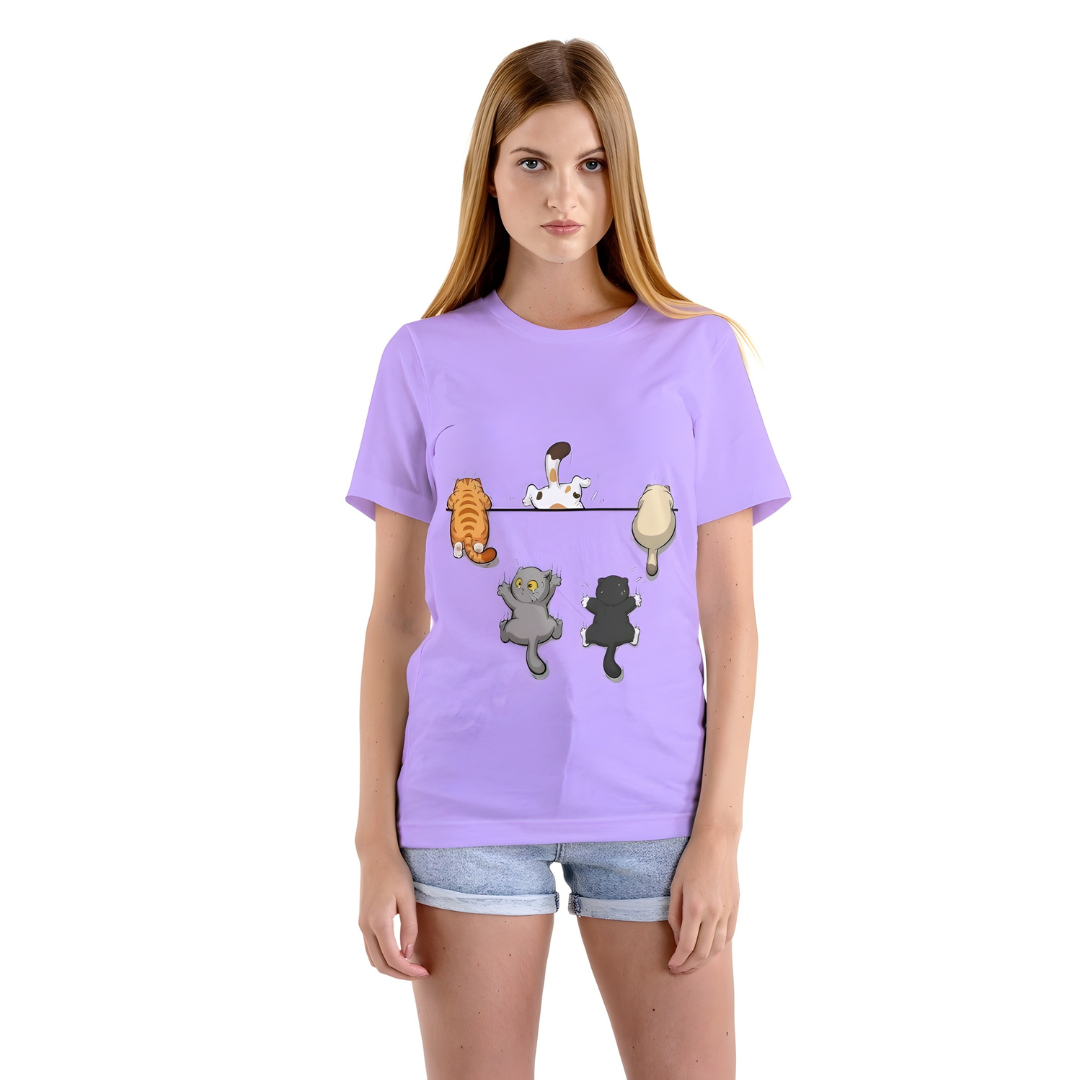 Purple Cat Graphic T- Shirt